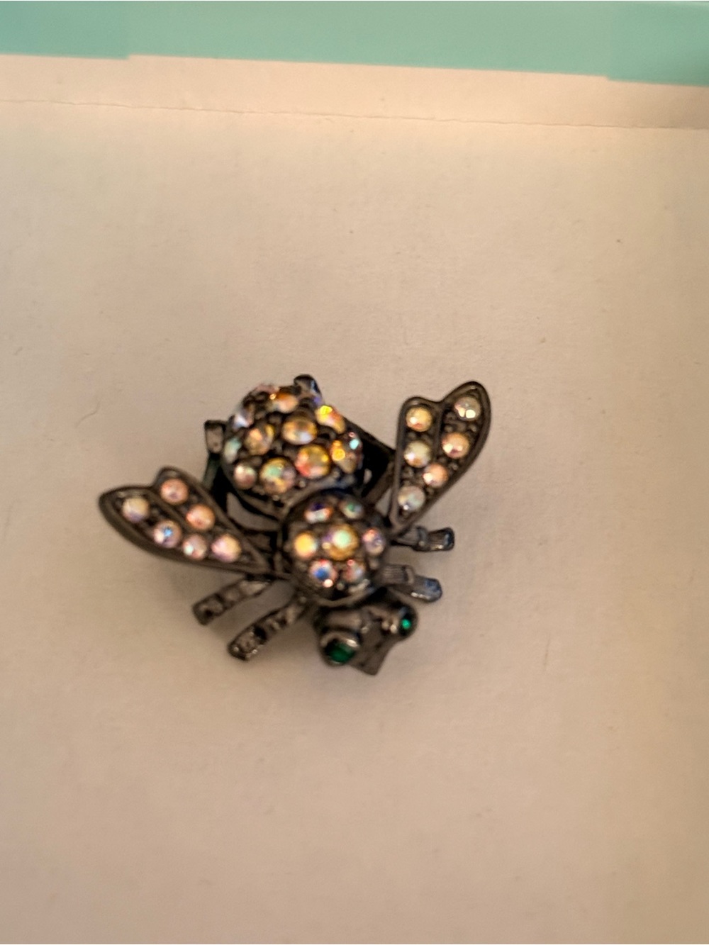 Crystal Bee Brooch with Iridescent Stones